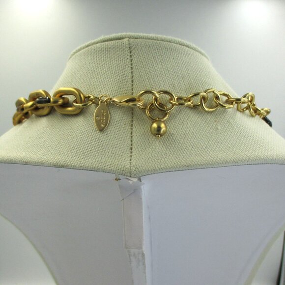 Chico's Women's Gold & Tortoiseshell Chain Link Necklace Jewelry Old Money NEW - Picture 4 of 6